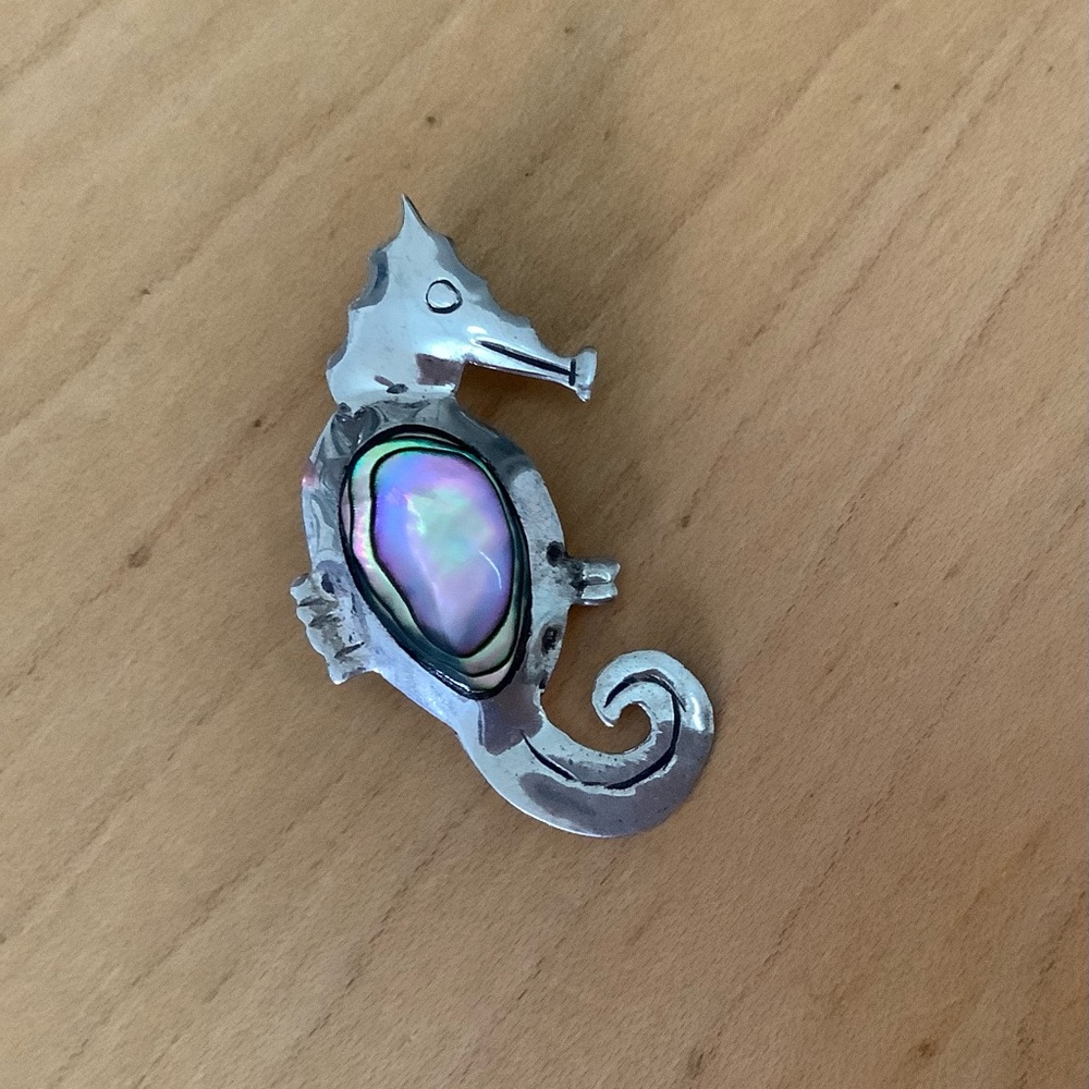 Vintage Sterling Silver Sea Horse Pin